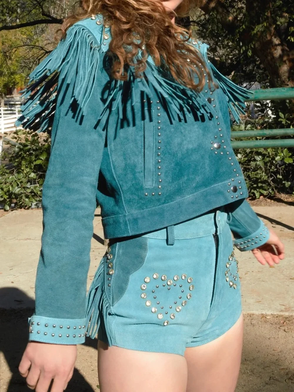 Understated Leather Wanted Shorts Suede Rhinestone Heart Fringe Booty Shorts XL